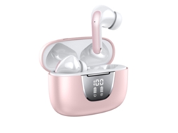 Fones de Ouvido Sem Fio Bluetooth 5.3, Bateria de 76 Horas, Ipx7 À Prova de Suor, Tela Led, Design Ergonômico e Leve JIAPEI (rosa)
