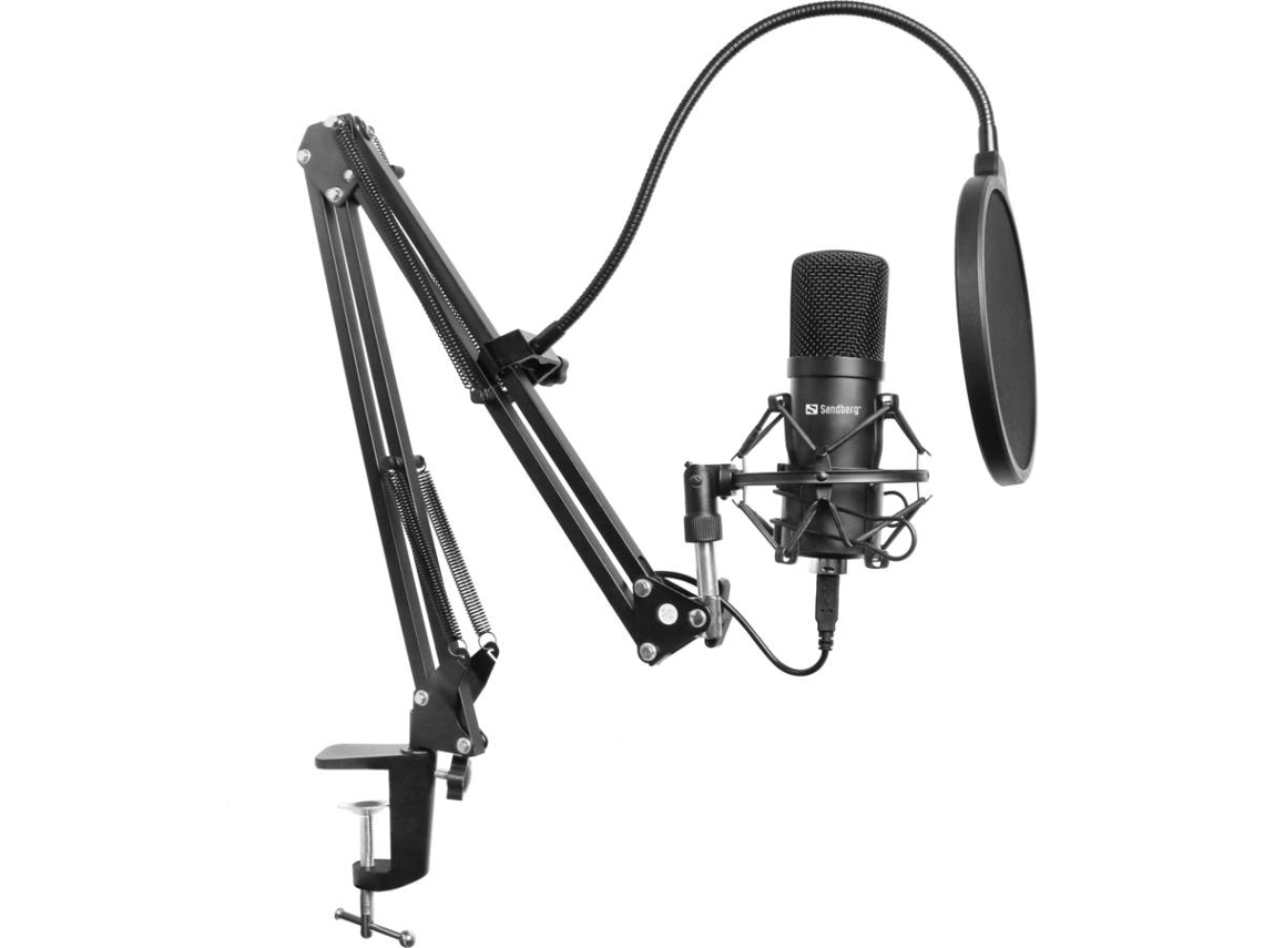 Microfone SANDBERG Streamer USB Microphone Kit (Com fios - 30 - 16000 Hz)