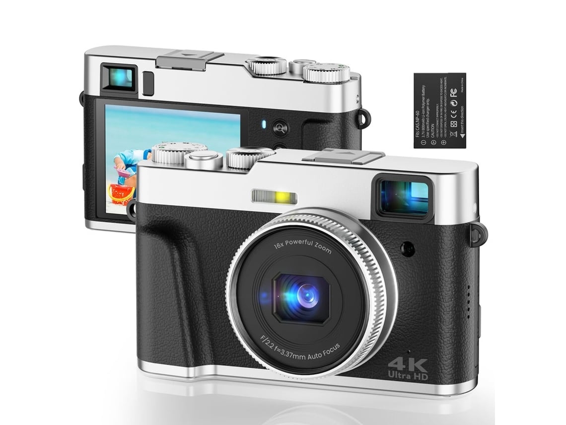 Máquinas Fotográficas Compactas VIGA EUROPE Dc202L 4K 48Mp com Foco Automático Zoom 16X 2 8 Polegadas Tela Preto