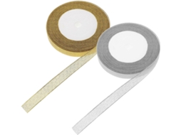Fita Metálica De Poliéster Com Glitter 12mm, 2 Rolos De 22 Metros, Ideal Para Artesanato E Embalagem De Doces Em Festas