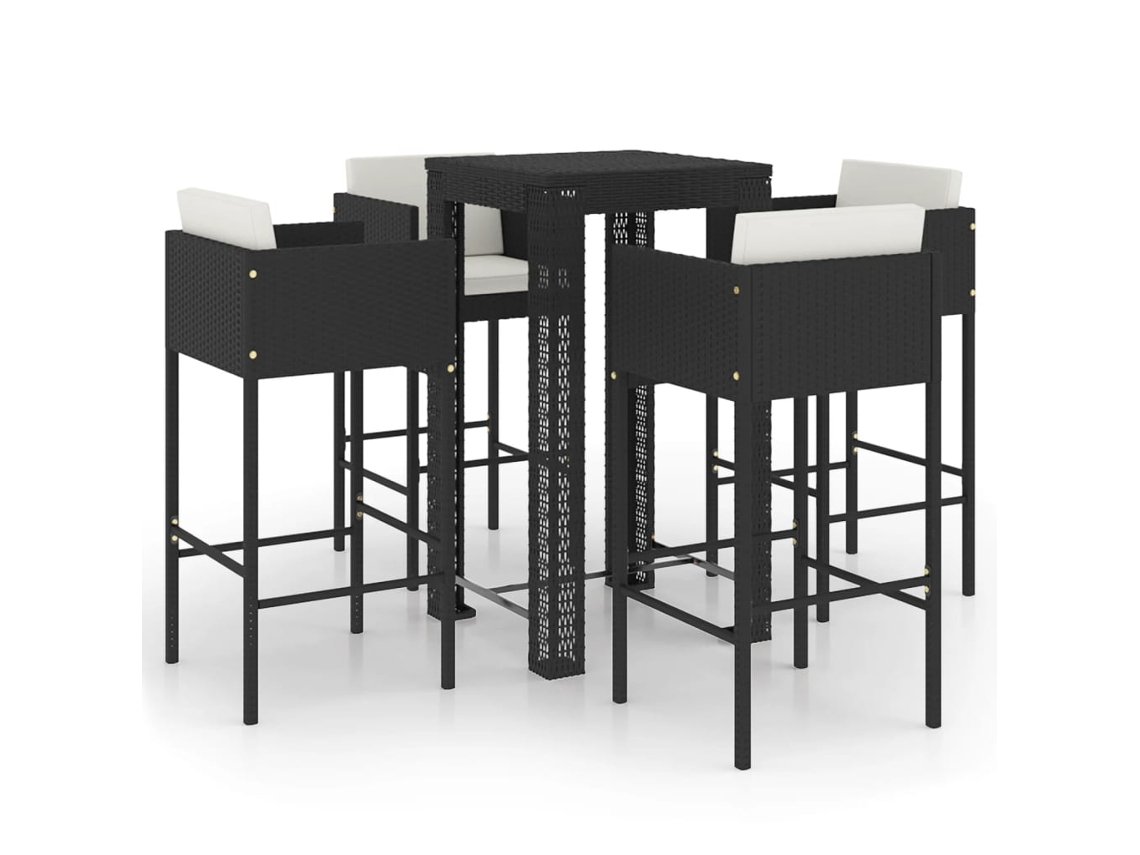 Maison Exclusive - 5 Pcs Conjunto De Bar P/ Jardim C/ Almofadões Vime Pe Preto