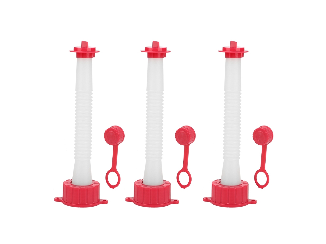 Kit de substituição de tampas de bico de combustível de plástico vermelho e branco para galões de gasolina, 3 peças.
