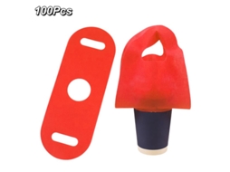 Conjunto De 50/100 Porta-copos De Tecido Não Tecido Com Alças Para Bebidas Como Café, Na Cor Vermelha.
