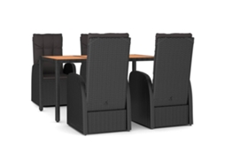 Garden Dining Set, Garden Dining Sets Vidaxl Preto Rattan / Vime (mesa Com 150 Cm De Comprimento)