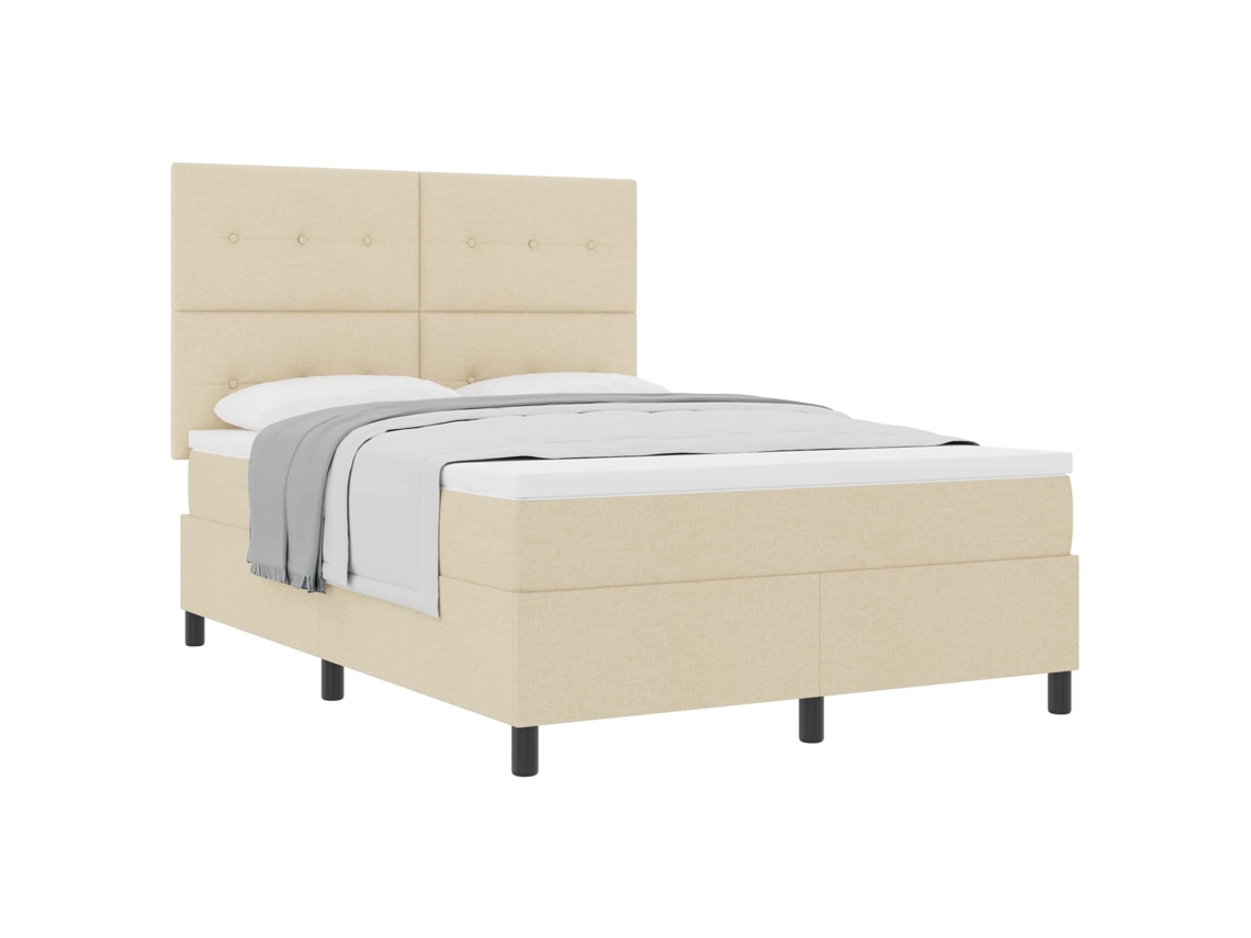 Cama Box com Colchão com Cabeceira Creme 160x200 Cm Tecido MAISON EXCLUSIVE