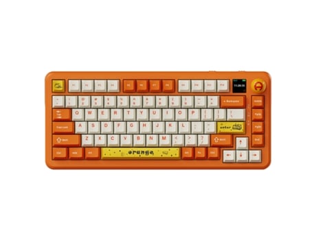 Teclado mecânico para jogos AJAZZ AK820 MAX Avocado Orange Axis White RGB Teclado de escritório de três modos com ecrã