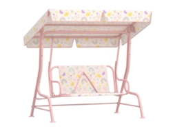 Balanço infantil externo 2 lugares com toldo ajustável e cintos de segurança 112x75x120cm rosa | S/MARCA