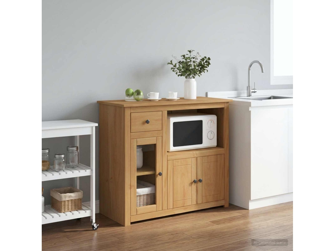Vidaxl Aparador Com Micro-ondas Panama Cera De Mel 99,5 X 44 X 86,5 Cm
