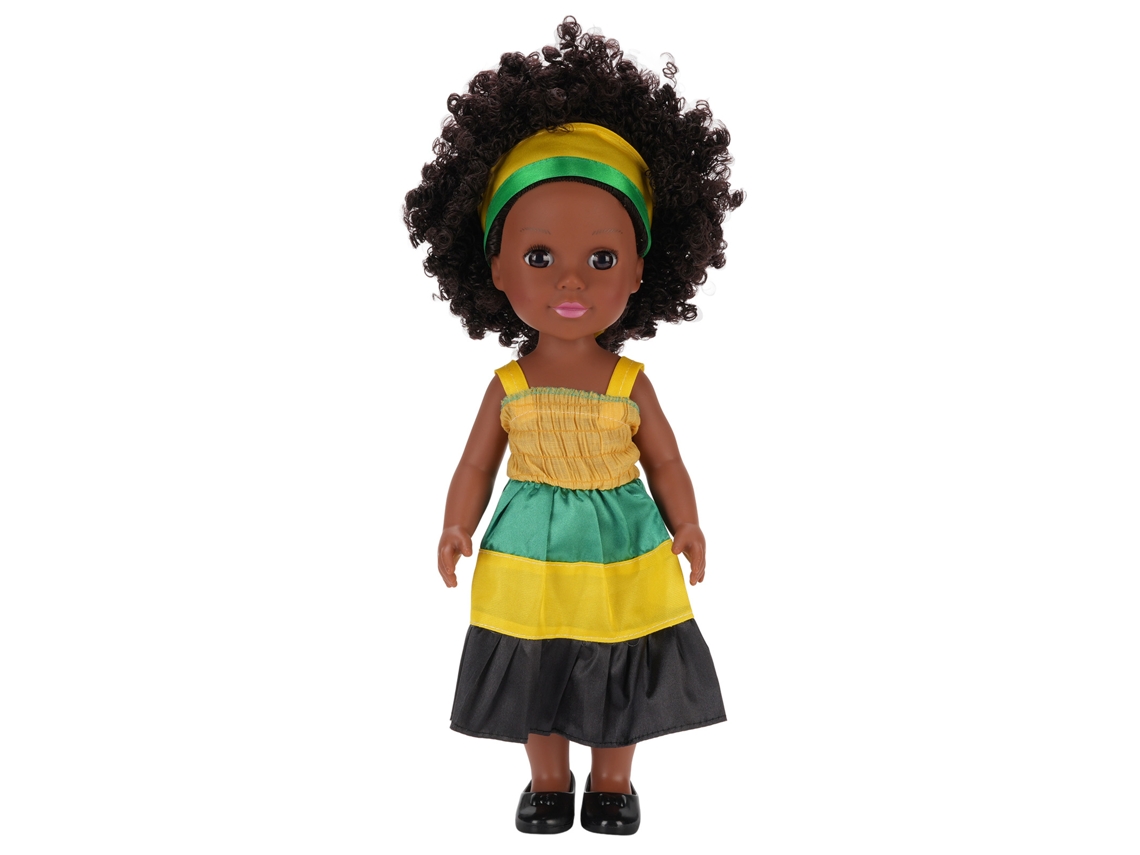 Primerox boneca Africana de 14 Polegadas com Roupas Mudáveis Brinquedo Calmante Realista para Crianças