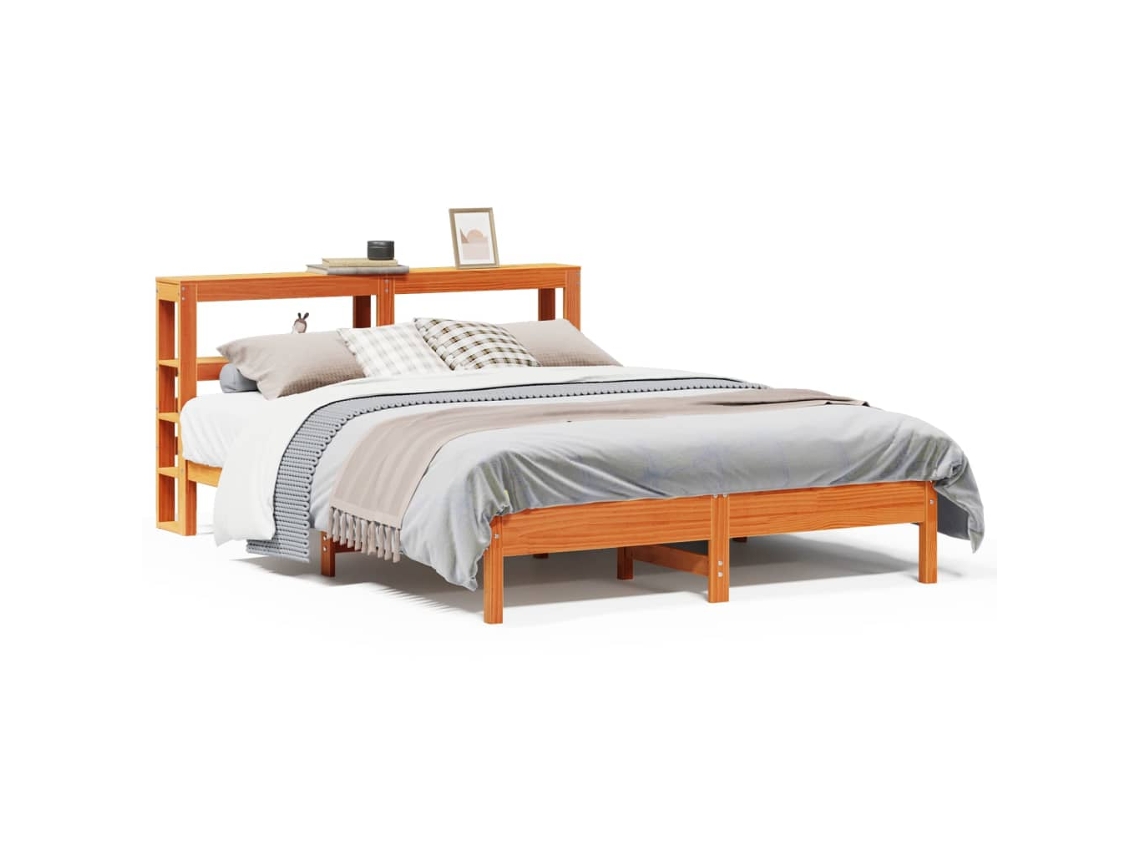 Bed Frame, Bed Frames Vidaxl Marrom Madeira De Pinho (135 X 190 Cm)