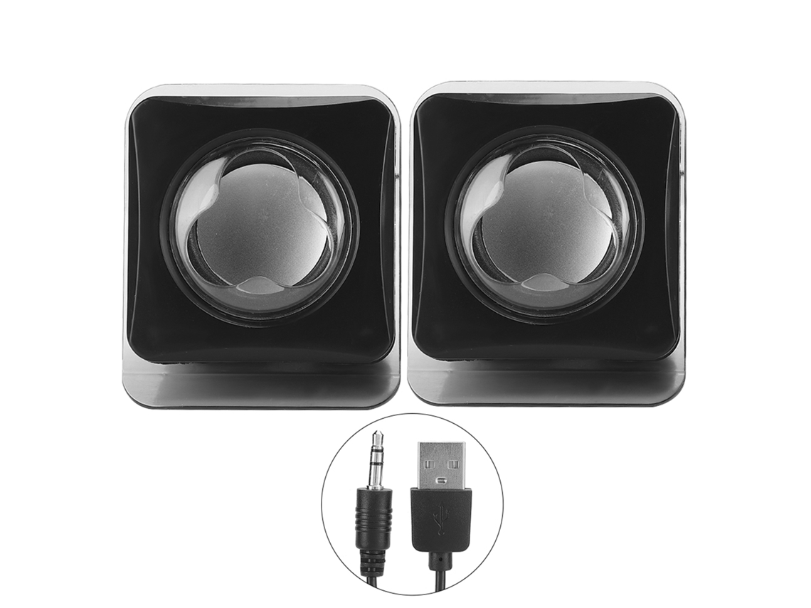Altifalante Estéreo Fio Usb2.0 Para Computador Desktop Notebook Com Som Claro Plug And Play