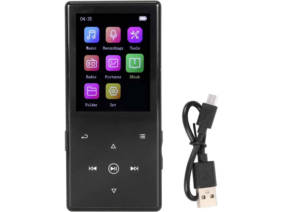 Reprodutor portátil de MP3/MP4 com Bluetooth 5.0, rádio FM, som HiFi sem perdas, Ultra Voice e reprodução de audiolivros e filmes.