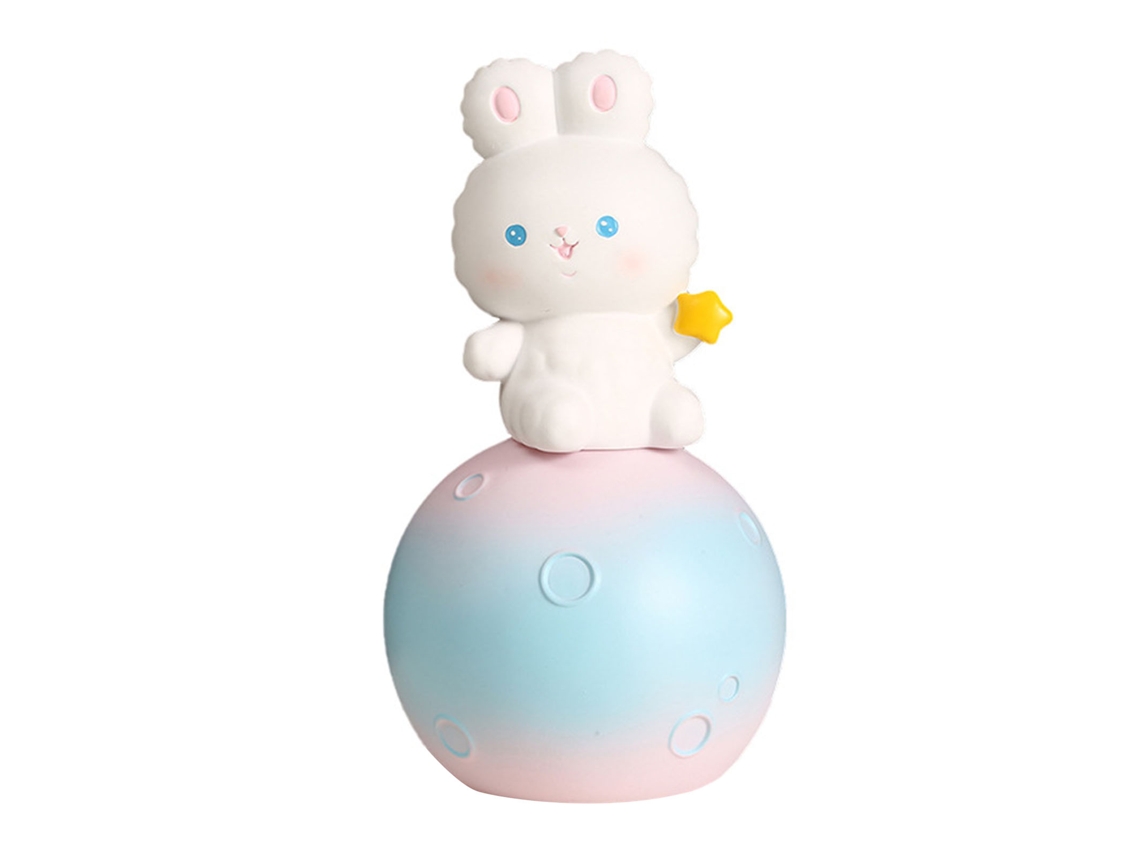 Lâmpada Noturna Toque Coelho Cute com Porquinho Azul Rosa