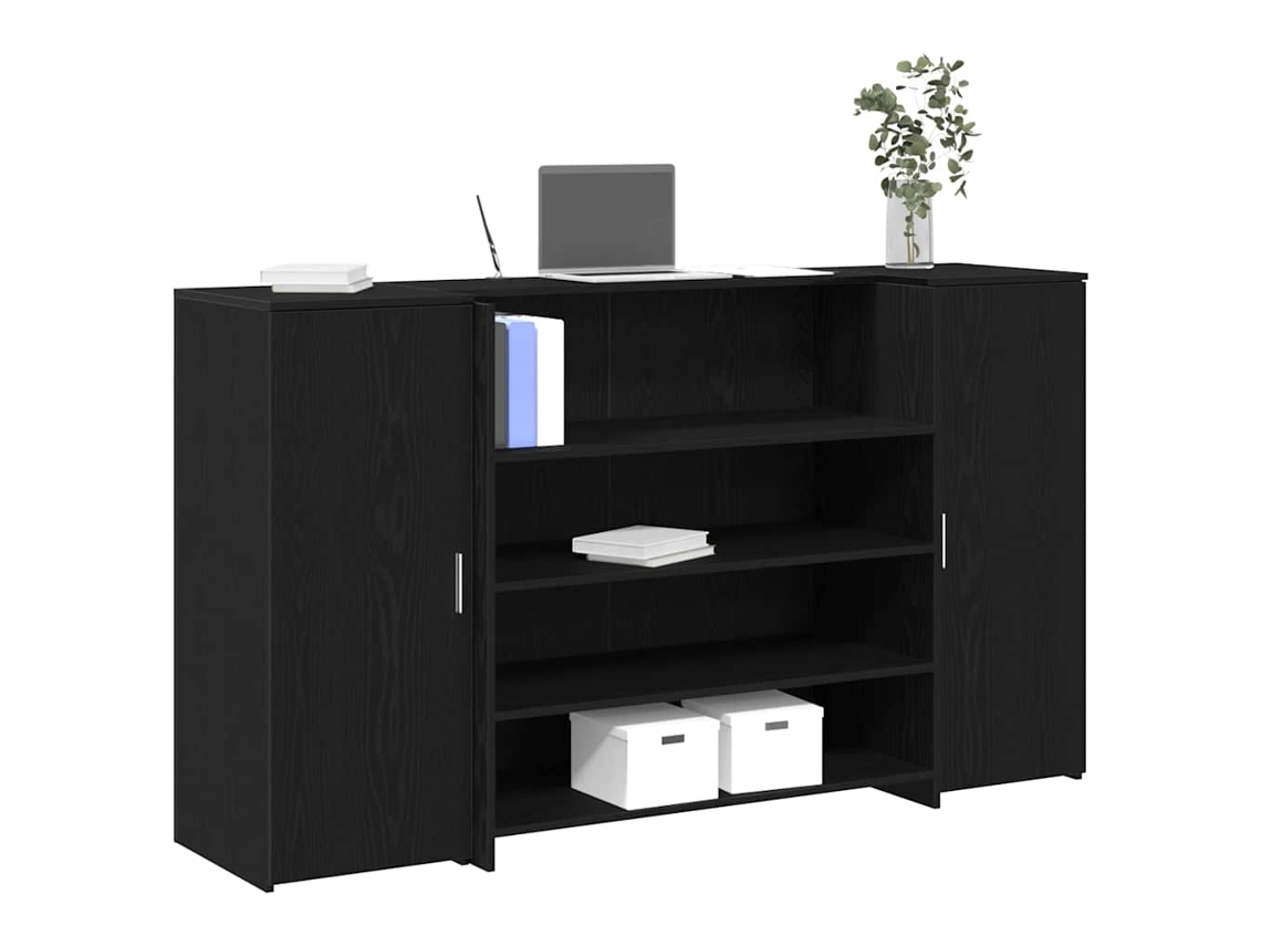 Vidaxl Balcão De Recepção Carvalho Preto 180x50x103,5 Cm Madeira Projetada
