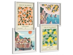 Composição De Quadros Inspirações Frutadas Vintage Espelharte (4 Peças)