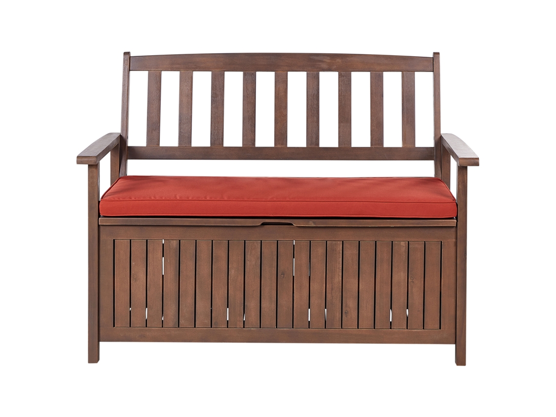 Banco De Jardim Com Almofada Beliani Sovana De Madeira De Acácia Vermelho 120x60x91