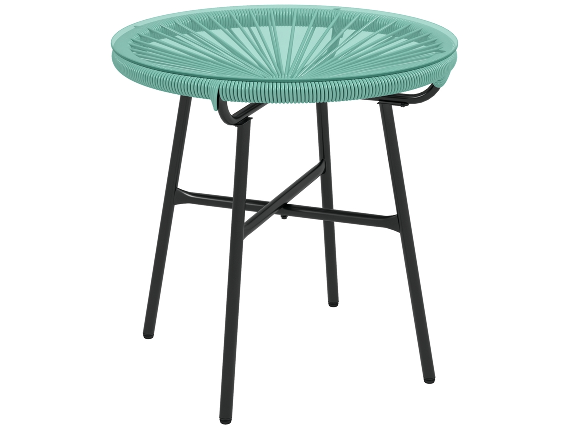 Mesa de centro redonda ZENCORE SERVICES em resina, acabamento metálico, Ø50x50 cm