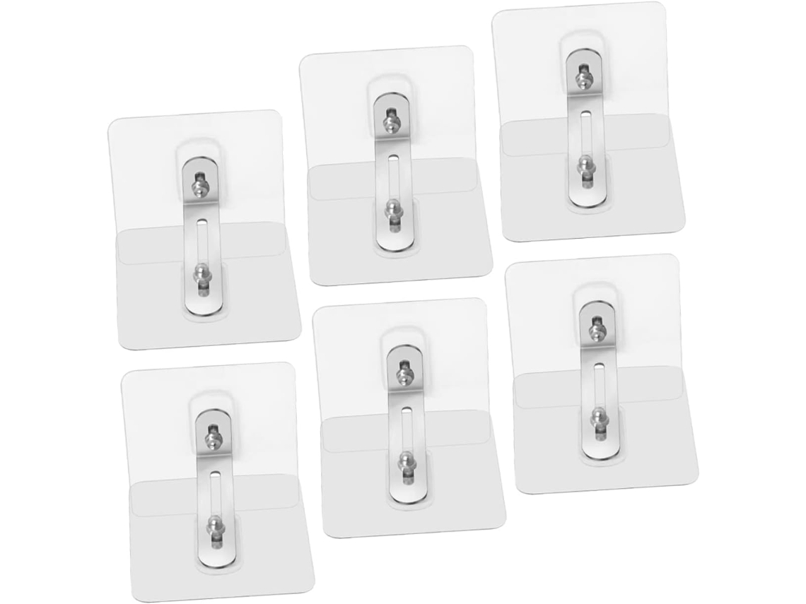 Abaodam 6 Peças De Fixadores Autoadesivos Para Móveis Com Pvc E Aço Inoxidável, Sem Necessidade De Furar, Com Trava Anti