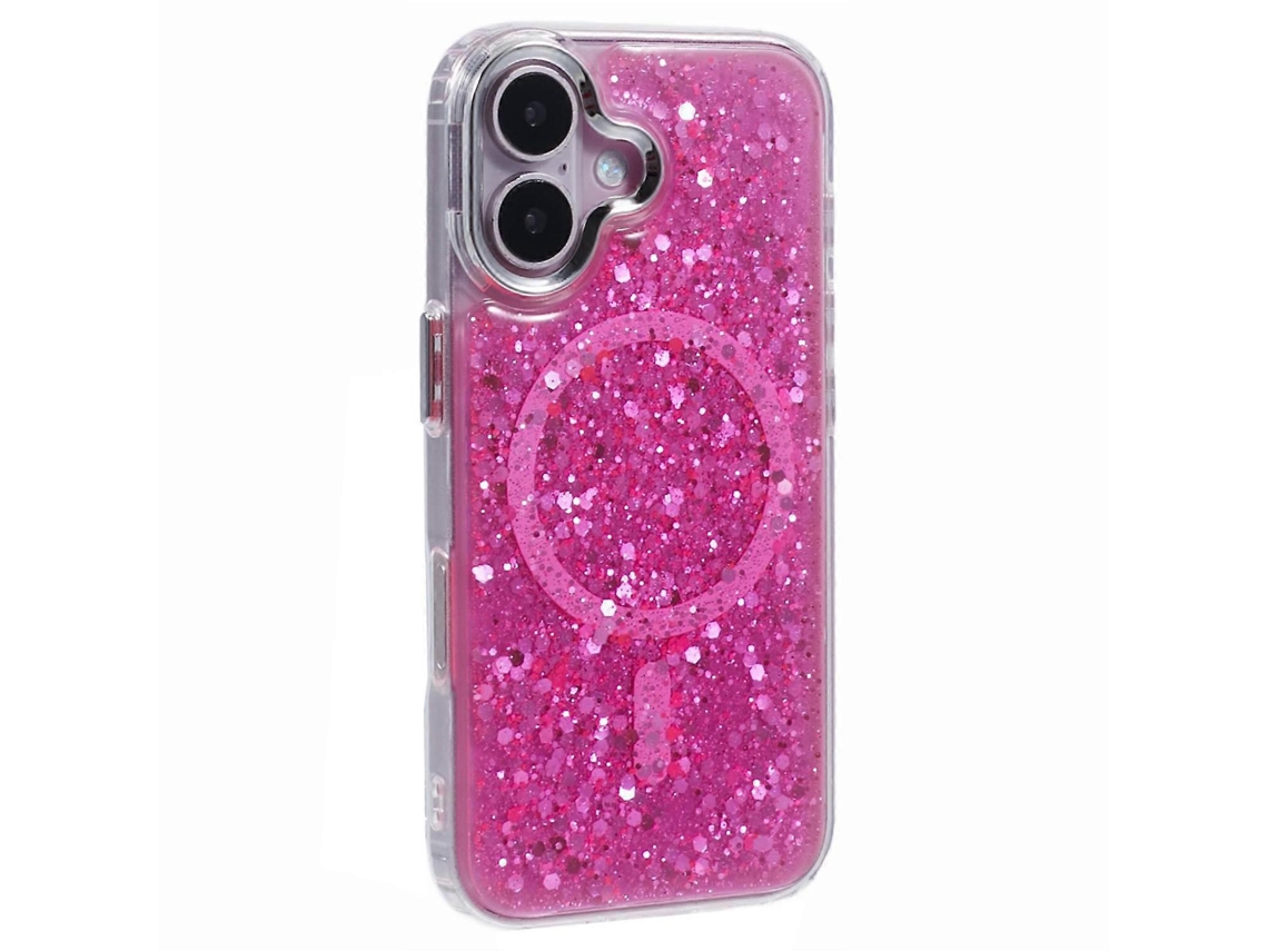 Capa Para Iphone 16 Compatível Com Magsafe, Com Glitter, Lantejoulas, Resina Epóxi, Tpu E Acrílico, Multicolorida
