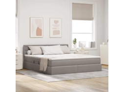 Vidaxl Cama De Armazenamento Led Com Colchão Cinzento-acastanhado