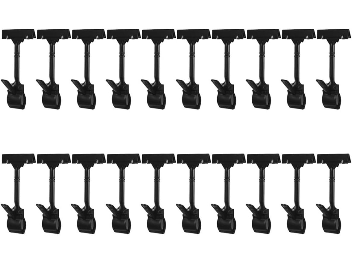 20-clips De Plástico Preto Placas Loja Com Design Giratório Em Formato T, Suporte Versátil Expositores E