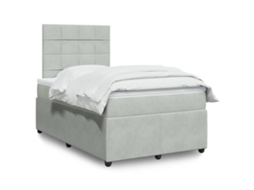 Vidaxl Cama Boxspring C/ Colchão 120x200 Cm Veludo Cinzento-claro