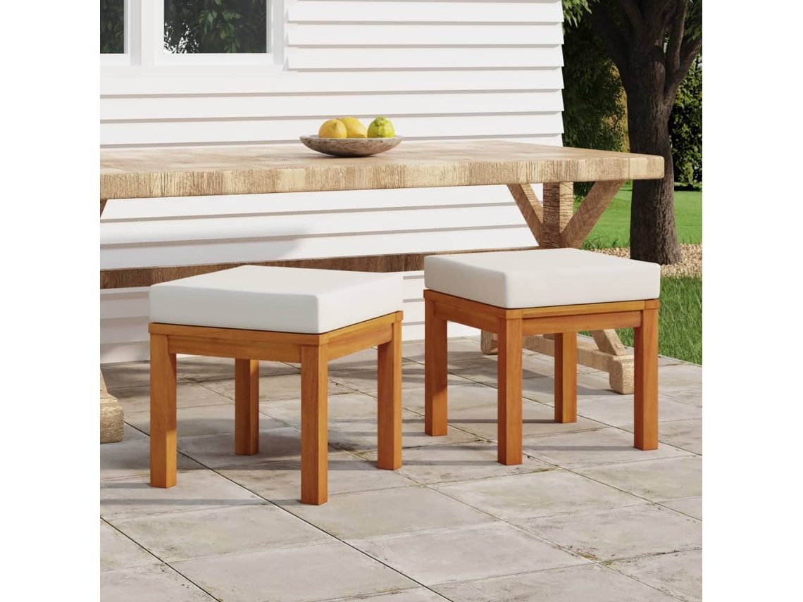 Bancos De Jardim C/ Almofadãµes 2 Pcs 40x40x42 Acãcia Maciã§a DKD HOME DECOR