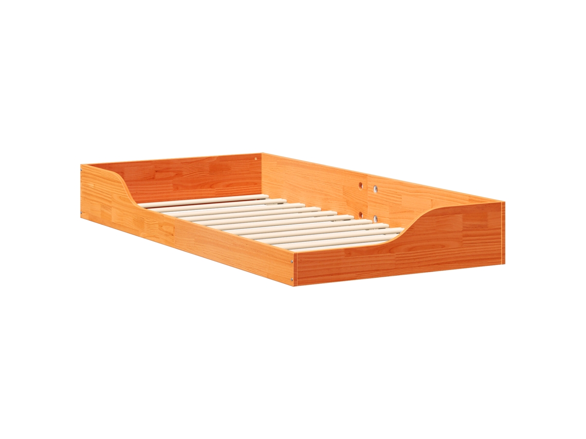 Conjunto 1 Cama De Plataforma Vidaxl Bege Madeira De Pinho Maciça (90 X 190 Cm)