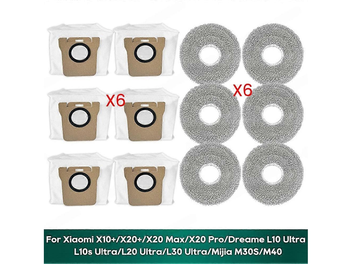 Saco Para Pó Dreame 12pcsmop, Compatível Com X20, X10, L10, L20, L30, M30s, M40, 12 Unidades