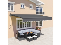 Toldo Com Fixação Por Manivela, Luz Solar, Braço Articulado, Proteção Solar Uv 50+, Toldo Para Varanda Com Suporte De Parede Incluso, Na Cor Cinza.