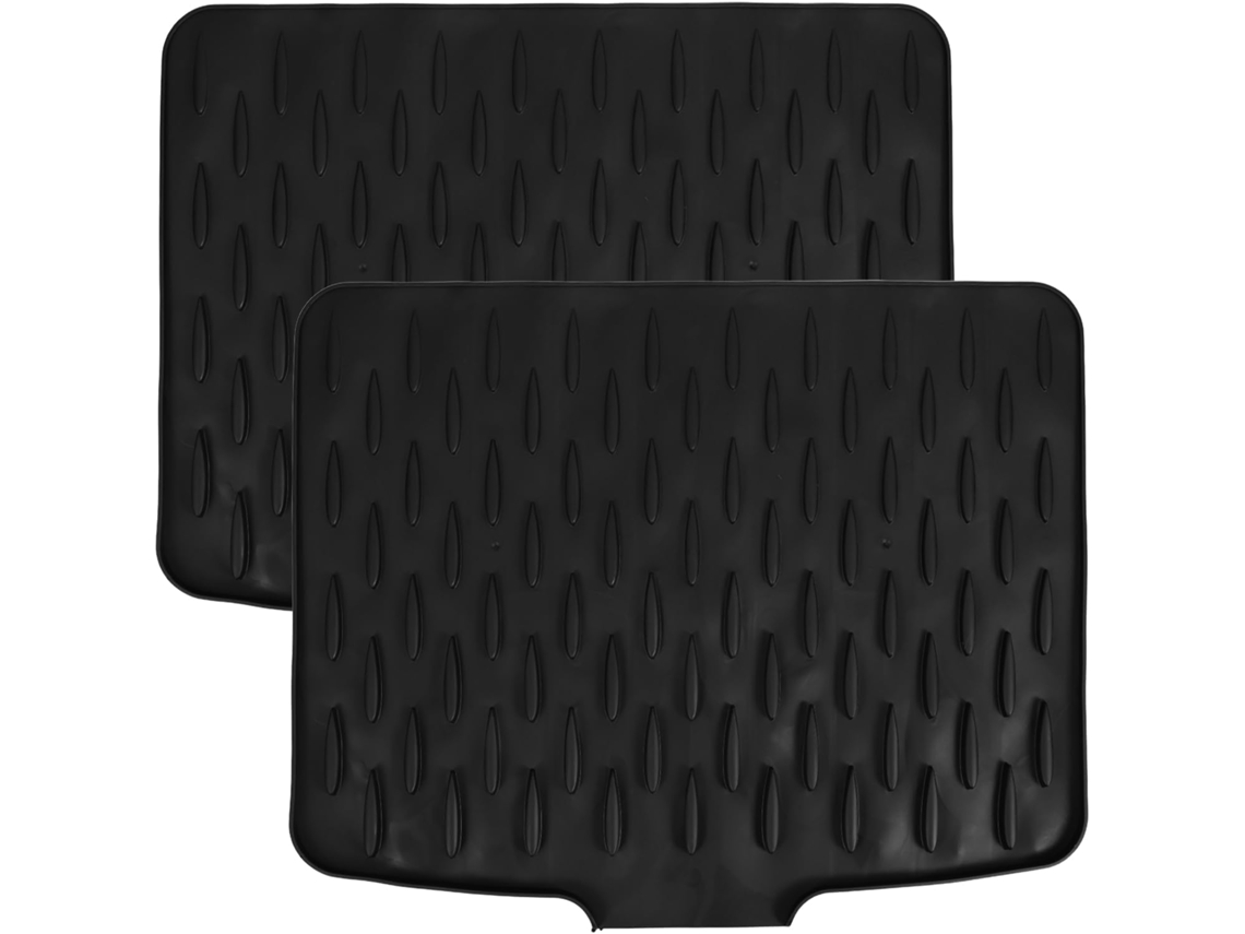 Tapete De Silicone Preto Grande Uonlytech Para Pia Cozinha, 40x 33cm, Antiderrapante, Para Escorrer Pratos, Panelas E