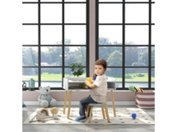 Conjunto Infantil de Mesa e Cadeira com Bancada para Blocos de Montar e Rolo de Papel