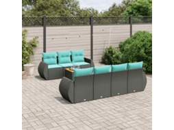 Vidaxl Conjunto De Sofá De Jardim Com 8 Peças E Almofadas Em Rattan Sintético Preto