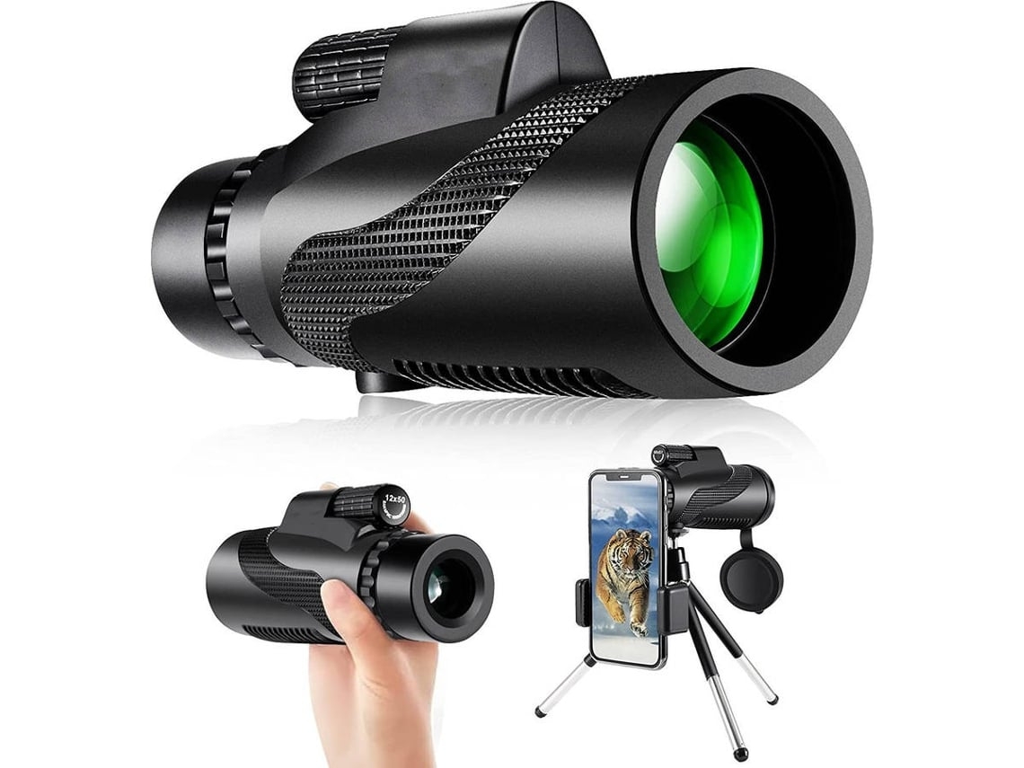 Monocular ENZONS de Alta Potência com Tripé e Alça Lateral para Adultos Bak4 Roof Prism Lentes Fmc Fogproof Impermeável Telescópi-Preto
