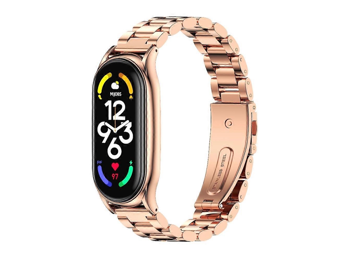 Pulseira De Aço Inoxidável Mijobs Com Três Contas E Revestimento Metálico Para Xiaomi Mi Band 7 / 7 Nfc