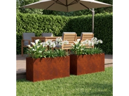 Vidaxl Vaso De Jardim 2 Unid. Ferro Enferrujado 80 X 40 X 50 Cm