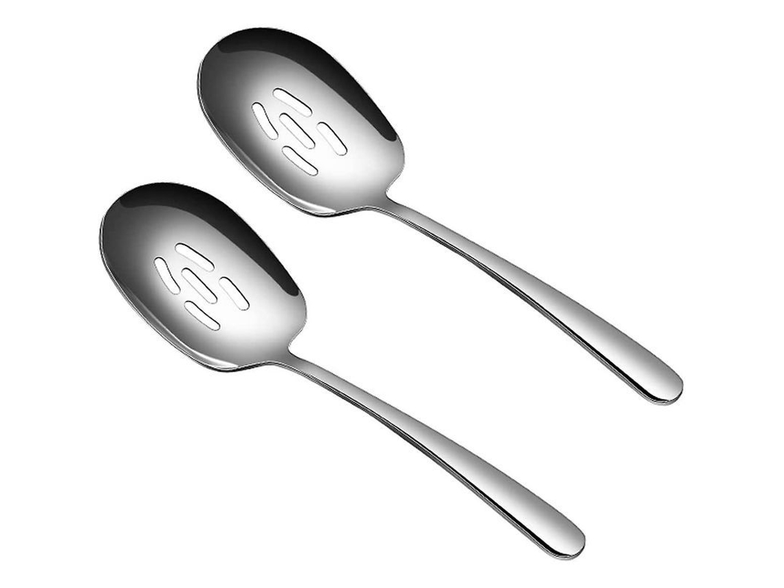 Colher de Servir Nova Line com Furos Inox 304, 2 Unidades, Design Ergonômico
