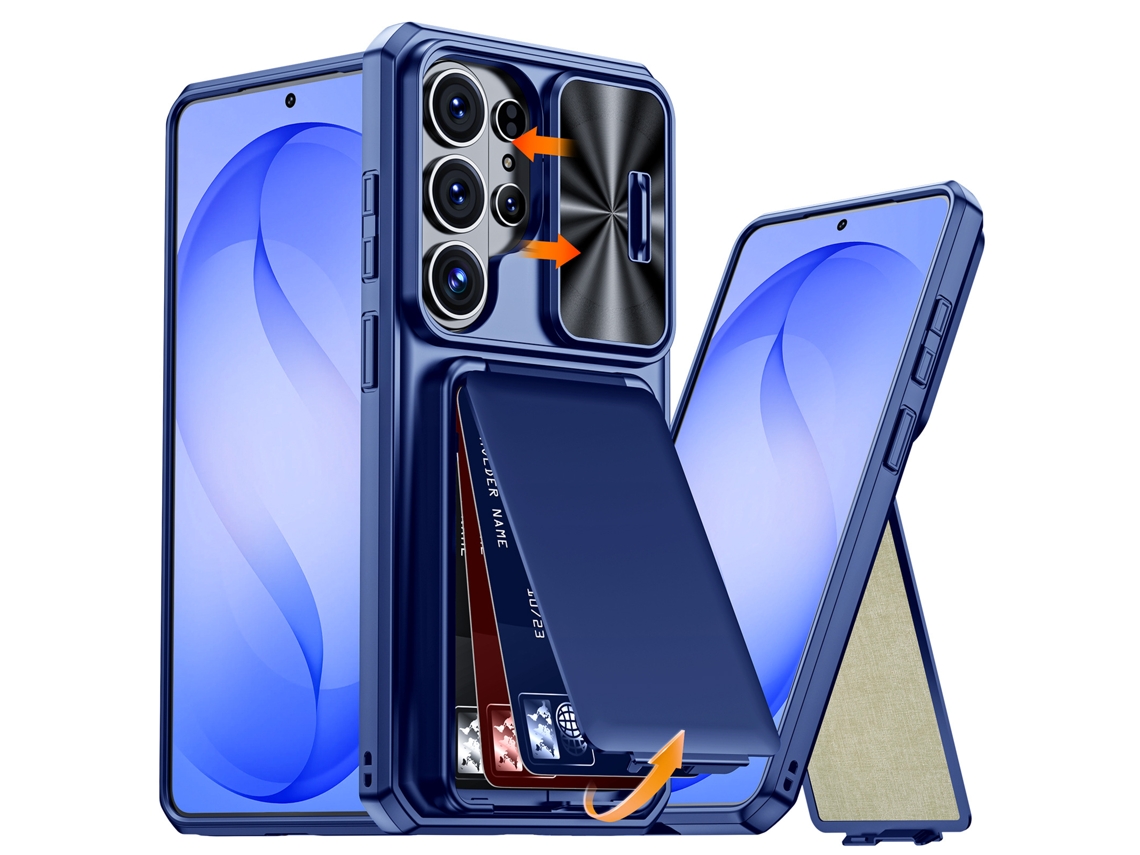 Capa Hexinyigjly Para Samsung Galaxys26 Ultra Com Porta-cartões Azul
