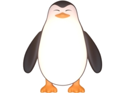 Luminária Pinguim com 3 níveis de intensidade e ajuste por toque.