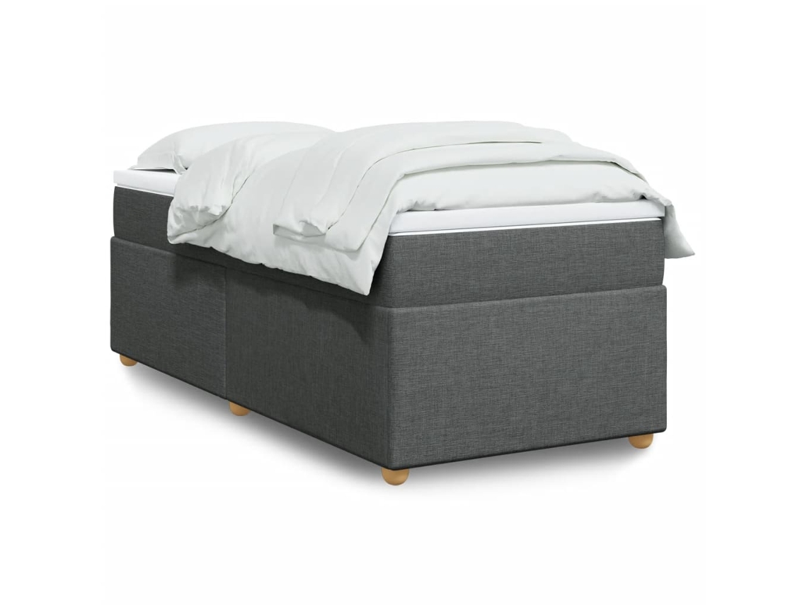 Vidaxl Cama Com Molas/colchão 80x200 Cm Tecido Cinzento-escuro