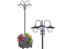 Lanterna Solar De Jardim Com 18 Leds Brancos Frios De 6000k, Ip44, Para Caminhos, Terraços E Pátios, 60x55x189 Cm, Preta.