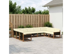 Vidaxl Conjunto De Sofás Para Exterior 9 Pcs Natural E Creme