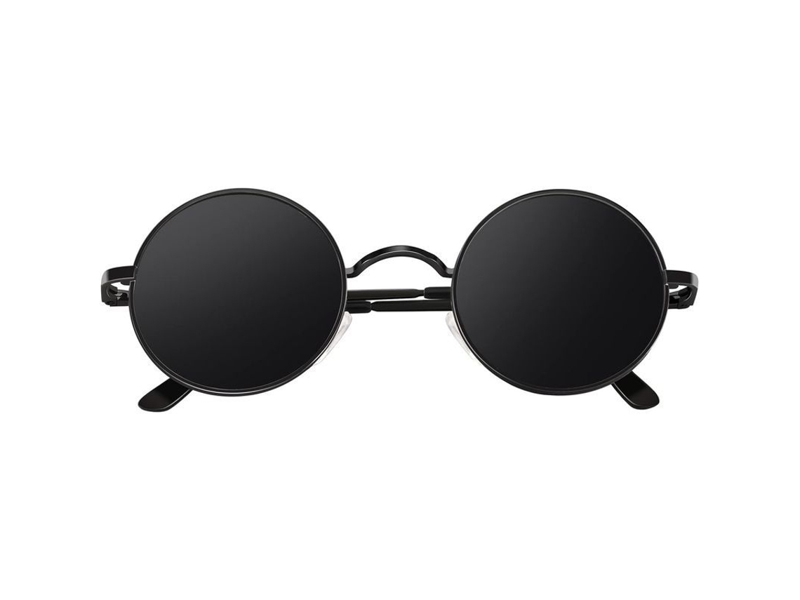 2026-óculos De Sol Polarizados Linjou Estilo Vintage Unisex Com Armação Redonda De Metal E Dobradiças De Mola Uv400
