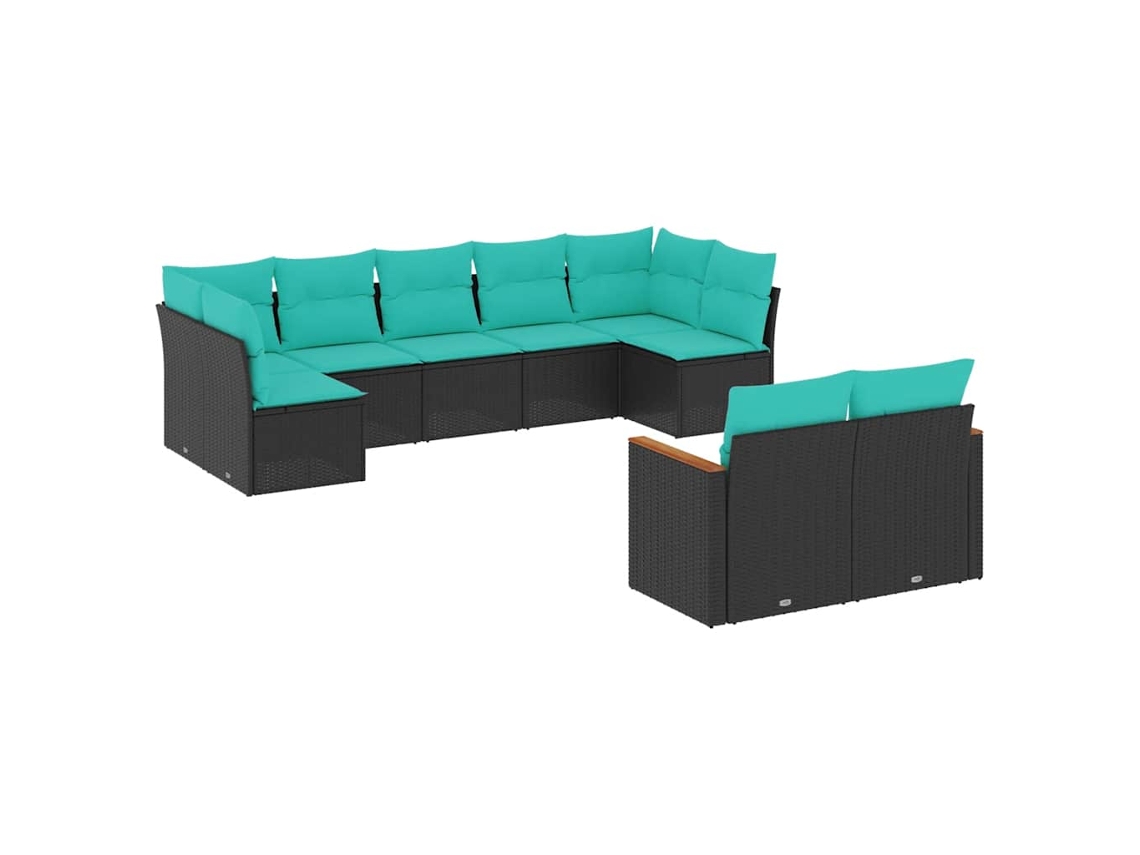Conjunto de Sofá de Jardim, 5 Peças, Almofadas, Rattan Preto MAISON EXCLUSIVE
