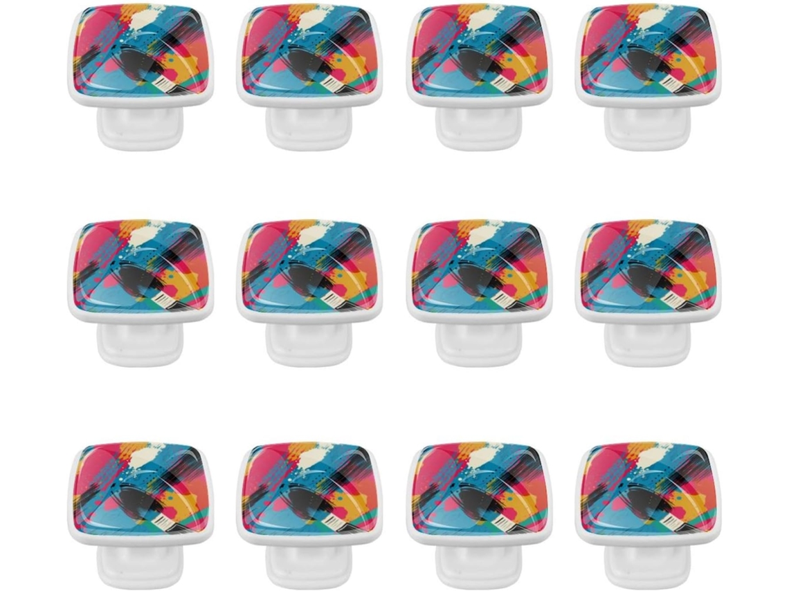Puxadores Quadrados Para Armários De Cozinha, Puxadores Para Gavetas De Cômoda, 12 Peças, Estilo Arte Moderna Abstrata