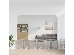 Vidaxl Portão Dobrável Com Suportes 6 Pcs Sonoma Cinzento