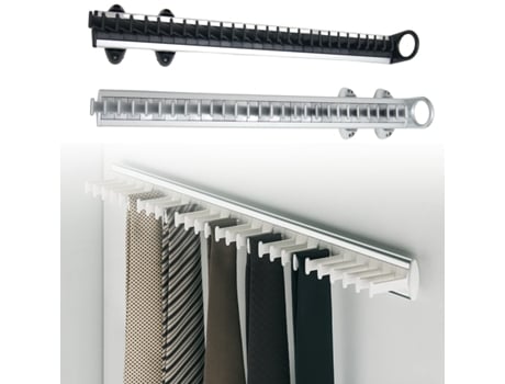Suporte para gravata, suporte lateral amovível para cinto de segurança para roupeiro embutido: Cor (Prata)