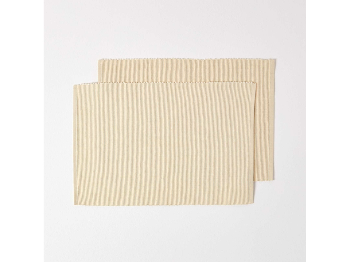 Homescapes Cotton Plain Cream Pack Of 2 Placemats