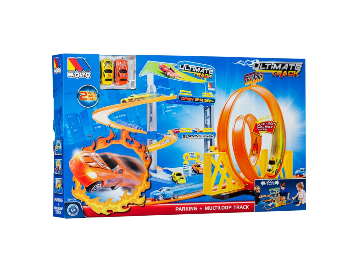 Pista de Corridas MOLTO Ultimate Tracks + Estacionamento + 2 Carros (+3 anos)