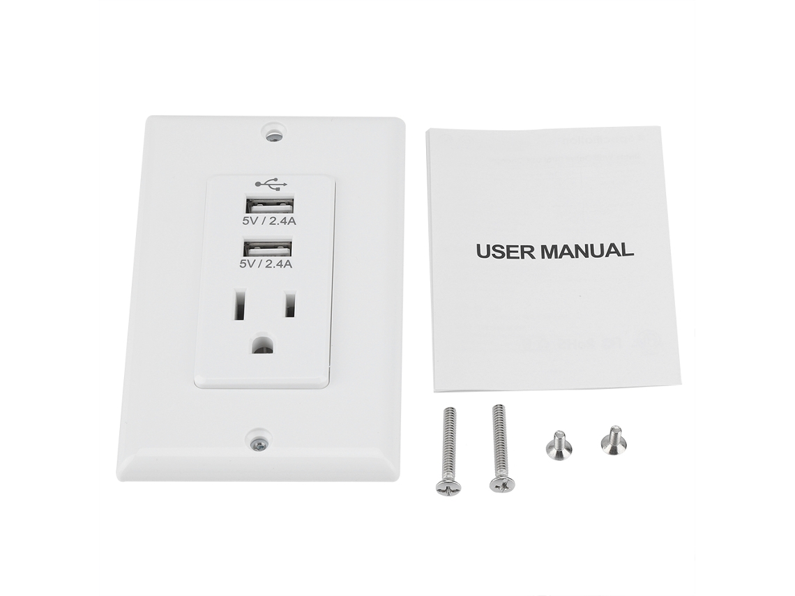 Laxiscreed Tomada De Parede Americana Com Duas Portas Usb E Carga Rápida 2,4a